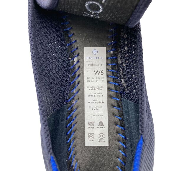 Rothys Maritime Blue Lattice Stitch Womans 6 Round Toe Ballet Flat Slip On Shoes - Picture 12 of 12